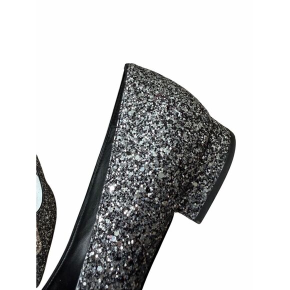 Kate Spade Buckle Up Glitter Flats Black Silver 10.5 Point Toe - Picture 4 of 9
